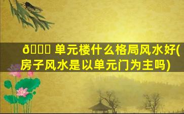 🕊 单元楼什么格局风水好(房子风水是以单元门为主吗)